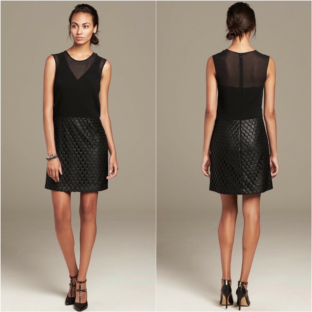 Banana Republic Black Coated Sheer Lace Dress - Picture 1 of 8